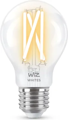 Produktbild von WiZ Filament-Lampe, transparent, 60 W A60 E27, Intelligentes Leuchtmittel, Wi-Fi/Bluetooth, Transparent, Wi-Fi 4 (802.11n), 802.11b, 802.11g, LED, E27