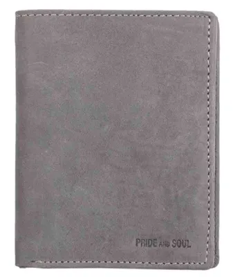 Image de PRIDE&SOUL Porte-monnaie RFID format vertical en cuir gris