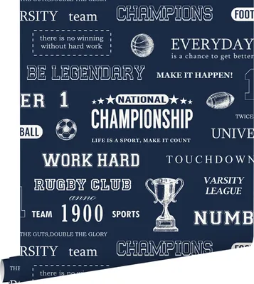 Productafbeelding van ESTAhome behang sportquotes donkerblauw 53 cm x 10.05 m