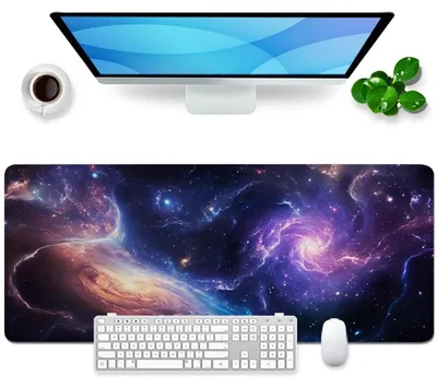 Image de Tapis de souris Galaxie XL, violet, pour bureau, dimensions 80x30 cm