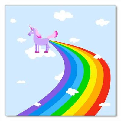 Produktbild von Wallario selbstklebende Möbelfolie/ Tischdecke für Innen und Außen, Größe: 60 x 60 cm - Einhorn mit Regenbogen aus dem Hintern
