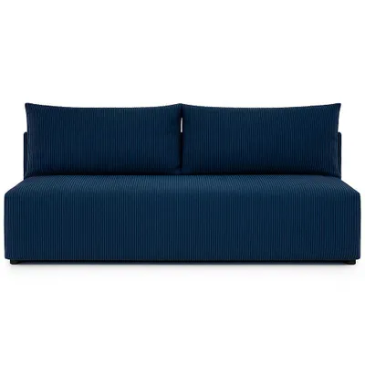 Immagine prodotto di Divano Sofello LUNO con funzione letto blu - Divano moderno in velluto a coste per il vostro salotto, zona notte: 204×144 cm