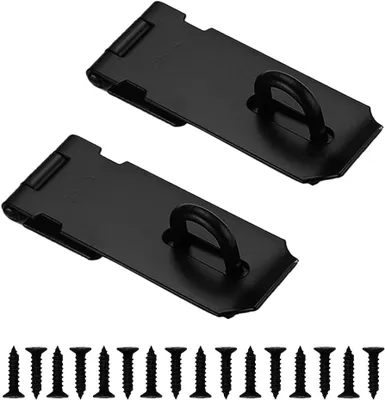 Zdjęcie produktu dla Zamek drzwi 2 sztuki, 105 mm, czarny, zamek z haspem, do drzwi do domku ogrodowego