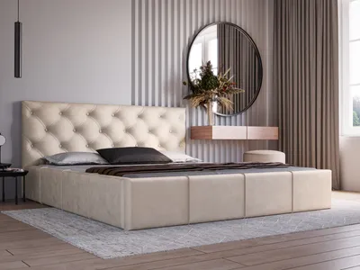 Produktbild von ADIDAR Jakob Polsterbett 180x200cm Doppelbett Metallrahmen mit hydraulischen Wagenhebern Lattenrost Bettkasten Hochwertige Qualität (Creme - Amor Velvet 4323)