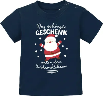 Produktbild von Baby Shirt kurzarm Weihnachten Spruch Lustig Das schönste Geschenk bin ich Christmas Outfit für Mädchen & Jungen MoonWorks®