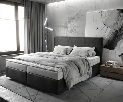 Produktbild von DELIFE Boxspringbett Dream-Well 180x200 cm Mikrofaser Anthrazit Vintage mit Matratze und Topper