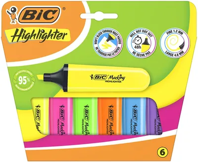 Image de Surligneurs Flat Neon, lot de 6, BIC