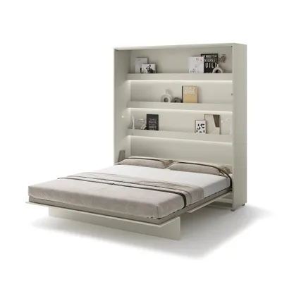 Produktbild von Bed Concept BC-13 Wandklappbett Vertikal Schrankbett mit Matratze und mit LED-Beleuchtung, 180x200 cm - Kaschmirfarbe