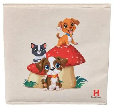 Produktbild von Prendi Home Aufbewahrungsbox 30x30x30 cm faltbar – Kinderzimmer Stoffbox Motiv Fröhlich Tiere