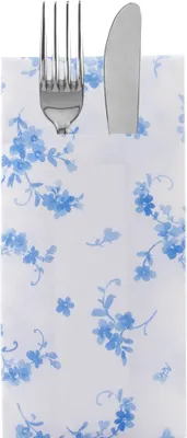 Produktbild von Sovie HOME Besteckserviette Bonnie in Blau aus Linclass® Airlaid 40 x 40 cm, 1/8 Falz, 12 Stück - Floral Blumen