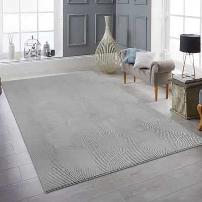 Immagine prodotto di Bellissimo tappeto morbido con motivo a righe in grigio - Dimensioni: 200 x 200 cm