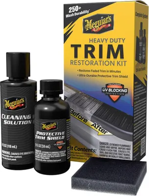 Produktbild von Meguiar's Heavy Duty Trim Restoration Kit für die Wiederherstellung und den Schutz von unlackierten Kunststoffen im Außenbereich