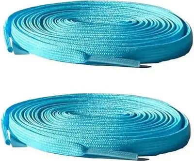 Schmale flache Schnürsenkel für moderne Schuhe und Fussballschuhe - Blau - 110cm