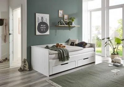 Produktbild von Funktionsbett CLARA 90x 200 auf 180 x 200 cm Liegefläche ausziehbar u. 2 Schubladen