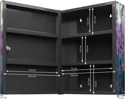 Produktbild von XXL Medizinschrank abschließbar Stahl anthrazit Arzneischrank Lavendel 2 Medikamentenschrank 35x46x15cm, Beklebung komplett [BSA1 12780]