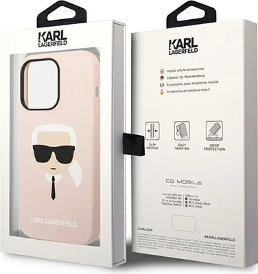 Produktbild von Karl Lagerfeld KLHCP14LSLKHLP iPhone 14 Pro 6,1" Hardcase rosa/rosa Silikon Karl`s Head Schutzhülle