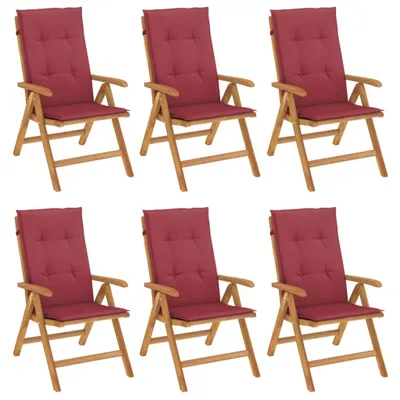 Image de vidaXL Chaises de jardin avec coussins 6 pcs. Bois massif teck
