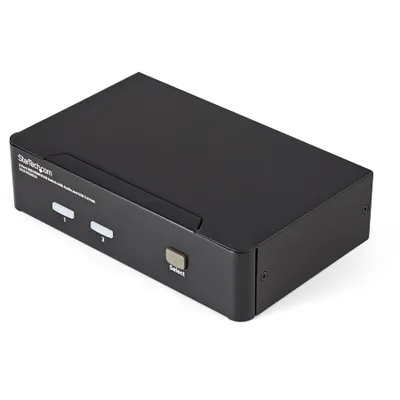 Produktbild von StarTech.com 2 Port USB HDMI KVM Switch mit Audio und USB 2.0 Hub, 1920 x 1200 Pixel, Full HD, 18 W, Schwarz