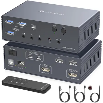 Obrázok produktu pre KVM switch 2 PC 2 monitory dokovacia stanica USB-C HDMI 4K120Hz
