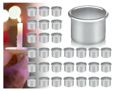 Produktbild von 30-teiliges Set Kerzenhalter aus Metall für Kerzeneinsätze, Tischkerzen, Geburtstagskerzen und Teelichter (Innendurchmesser 22 mm)