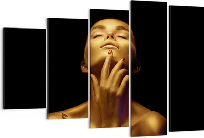 Produktbild von Bild auf Leinwand - Leinwandbild - 5 Teile - Gold Frau Stück - 150x100cm - Wand Bild - Wanddeko - Wandbilder - Leinwanddruck - Bilder - Wanddekoration - Leinwand bilder - Wandbild - EG150x100-4573