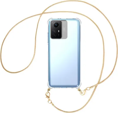 Produktbild von Handykette Backcover-Schutzhülle mit Band (Metall goldfarben) für Xiaomi Redmi Note 12S (6.43'') - goldfarbene Snake-Kette