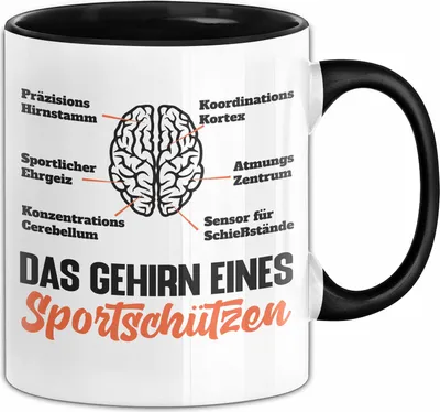 Produktbild von Sportschütze Tasse Geschenk Spruch Geschenkidee Geburtstag Das Gehirn Eines Sportschützen (Schwarz)