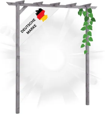 Produktbild von DELUKE® Pergola aus Holz LURV Grau | 2x2m Kiefernholz | Rankhilfe Pergola Holz Bausatz freistehend Gartendeko Gartenbogen Gartenpergola