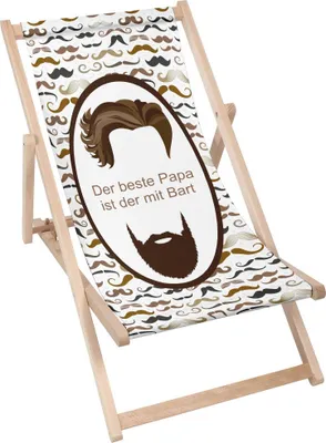 Produktbild von Dreamroots Liegestuhl klappbar Holz bis zu 130 kg, Sonnenliege klappbar mit 3-stufiger Neigungsregulierung der Rückenlehne, Der beste Papa ist der mi