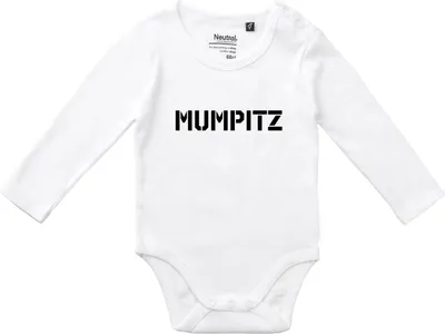 Produktbild von Huuraa Baby Body Mumpitz Schriftzug 62 White  Baumwolle Fairtrade Langarmbody Geschenkidee