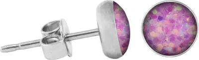 Produktbild von 925 Sterling Silber Ohrstecker Glitterline in verschiedenen Farben und Größen Farbe - Helles Pink Größe - 10 mm