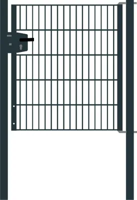 Produktbild von Drahtgittertor 1-flügelig, Durchgangslichte: 95 cm, Gesamtbreite inkl. Pfosten: 107 cm - Ausführung: anthrazit beschichtet, Höhe: 103 cm