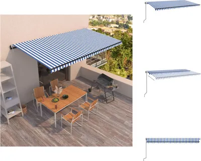 Produktbild von vidaXL Markise Automatisch Einziehbar 600x350 cm Blau und Weiß - Markisen