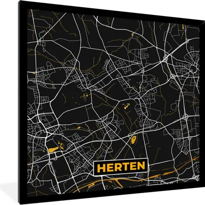 Produktbild von MuchoWow® Gerahmtes Poster Hirsche - Stadtplan - Karte - Deutschland - Gold 40x40 cm - Poster mit Schwarzem Bilderrahmen Wandposter Rahmen Foto Bilder - Mit Rahmen - Wanddekoration Schlafzimmer