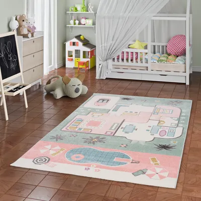 Produktbild von Kinder Teppich Maui Kids Pink House, Größe:200x290 cm