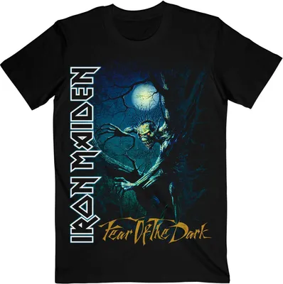 A black t-shirt with a graphic print on the front.