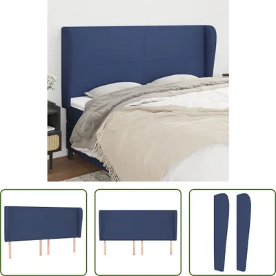 Produktbild von The Living Store Kopfteil mit Ohren Blau 203x23x118/128 cm Stoff