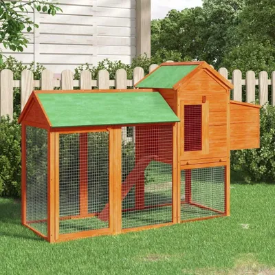 Imagen del producto de Jaula para aves - Refugio para animales - Casa para gallinas - Jaula para conejos - Corral exterior - Madera maciza de pino - Techo impermeable