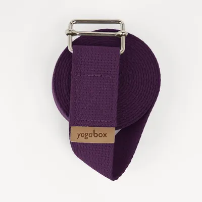 Produktbild von yogabox Yogagurt mit Metall Schiebeverschluss - regional hergestellt - aubergine 2,5 m