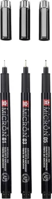 Image de SAKURA POXSDKB3 SAKURA Fineliner Pigma Micron, set de 3 pièces + étui