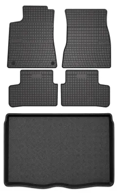 Image de Tapis en caoutchouc + bac de coffre pour Mercedes-Benz GLA II H247 depuis 2019 (plancher bas) – 5 pièces, noirs, sur mesure – Wielganizator SolidPRO