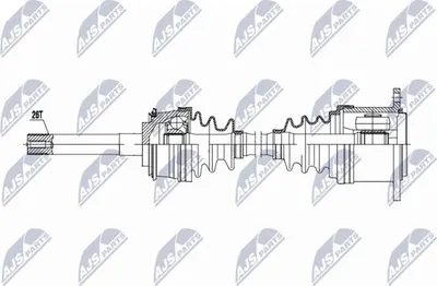 Produktbild von Antriebswelle 533 mm, 26 Zähne Außenverzahnung Radseite, für Vorderachse