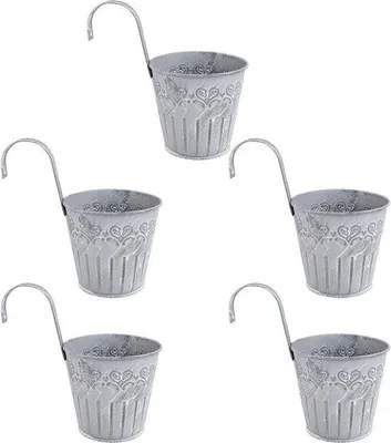 Produktbild von Famanu Hängeblumentöpfe Set - 5 Stück mit Haken für Balkon und Wanddekoration