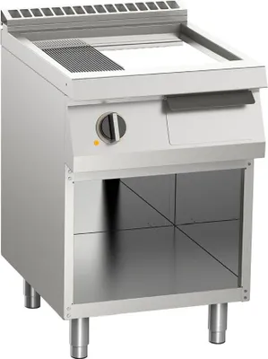 Immagine prodotto di Piastra per griglia elettrica KBS, scanalata per 1/3, cromata, 7,5 kW, 2 zone di riscaldamento, base aperta.