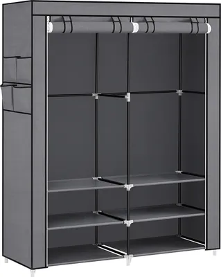 Produktbild von Stoffkleiderschrank mit 2 Kleiderstangen und 4 Seitentaschen