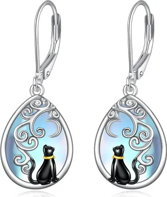Produktbild von Mondstein Katze Ohrringe Sterling Silber für Damen & Mädchen