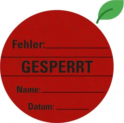 Produktbild von Dreifke® Aufkleber | Organisationsetikett Gesperrt, rot, Graspapier, selbstkl...