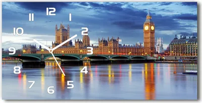 Produktbild von Wanduhr aus Glas – 60x30 cm - Glasbild - Glasuhr - Gehärtetes Glas - weisse-zeiger - Themse London