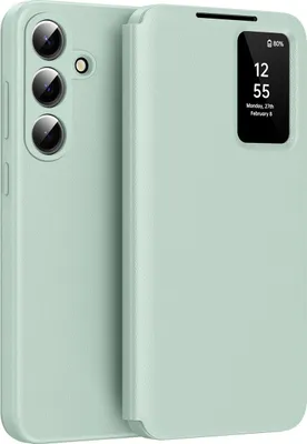 Immagine prodotto di Custodia a libro in pelle per Samsung Galaxy S26, con finestra Smart View e scomparto per carte Verde