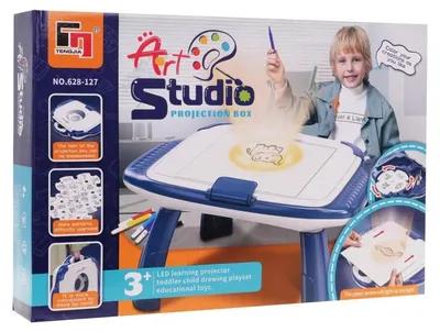 Produktbild von Malprojektor für Kinder ab 3 Jahren, Tischform, abnehmbare Beine, Tragegriff, 38x28,5x21 cm